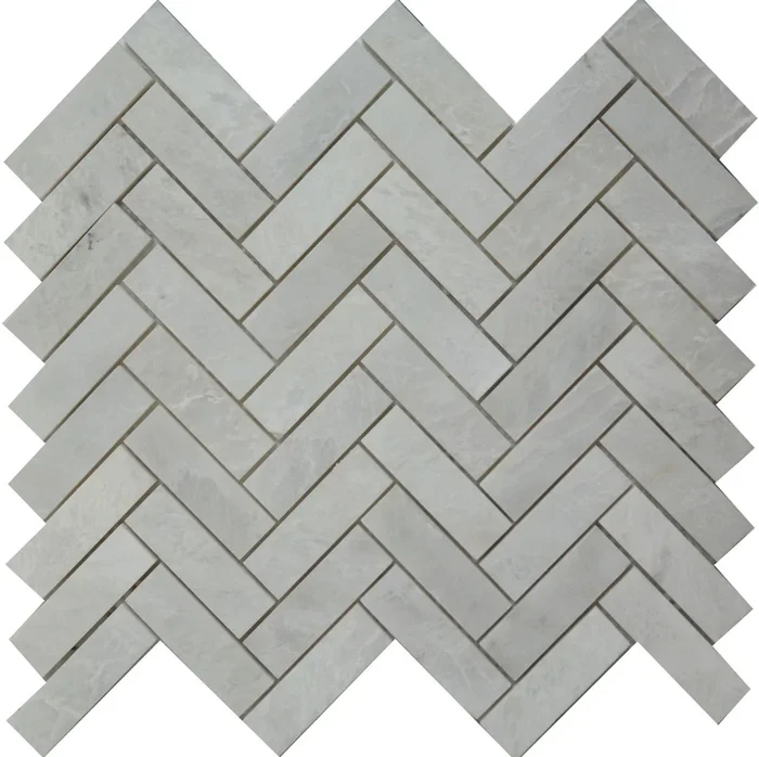 1×3 Herringbone Mosaic Alaska White Marble Polished