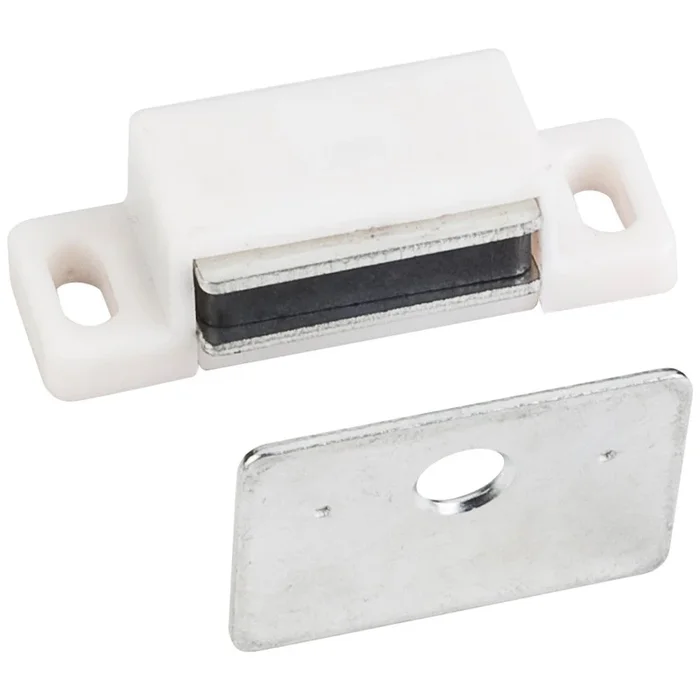 15 lb White Single Magnetic Catch with Zinc Strike