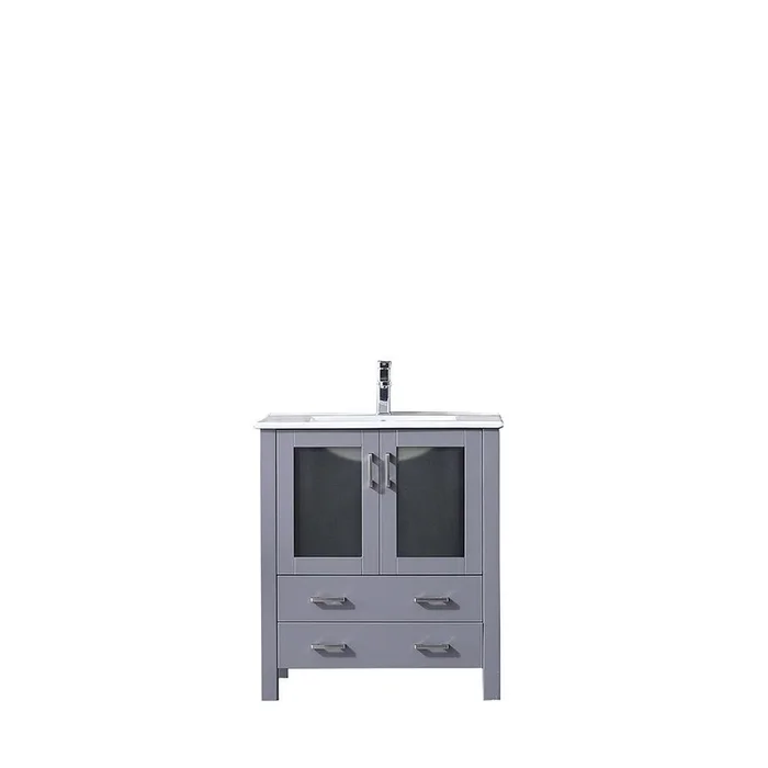 30 ” Dark Grey Single Vanity, Integrated Top, Integrated Square Sink, no Mirror