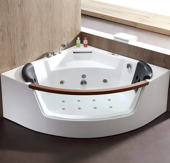 5 ft Clear Rounded Corner Acrylic Whirlpool Bathtub for Two