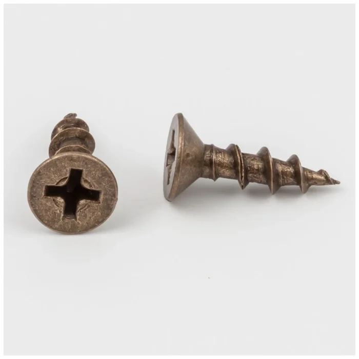 #8 x 5/8 ” Antique Brass Phillips Drive Coarse Thread Flat Head Screw Sold by the Box