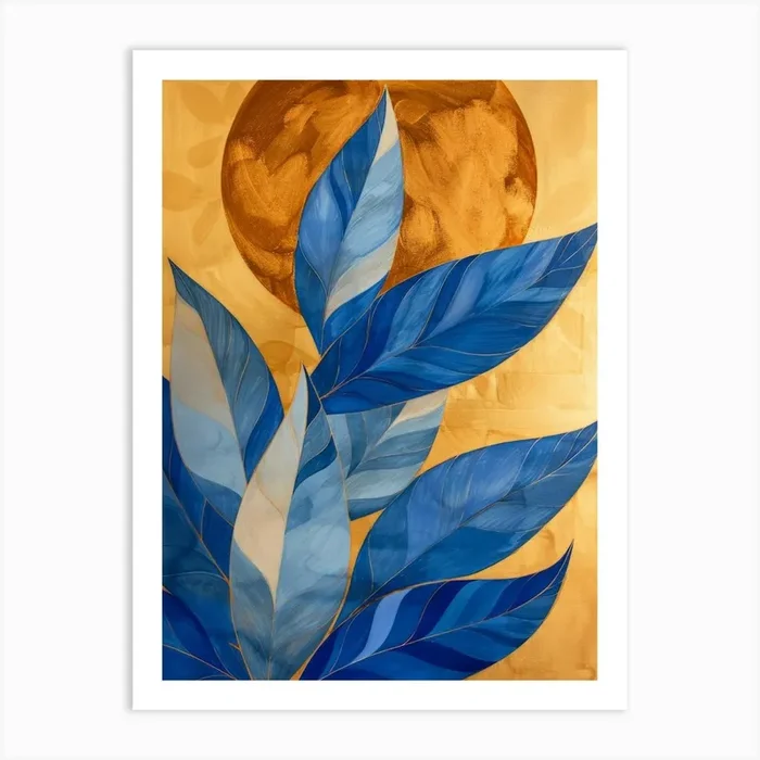 ‘Blue Leaves’ 13 Art Print by Moving Clouds Art