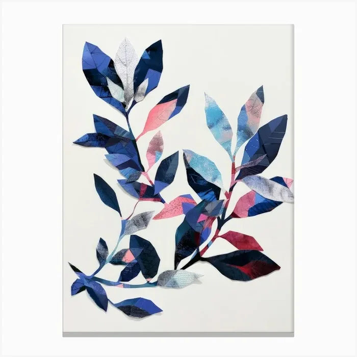 ‘Blue Leaves’ 9 Canvas Print by Moving Clouds Art