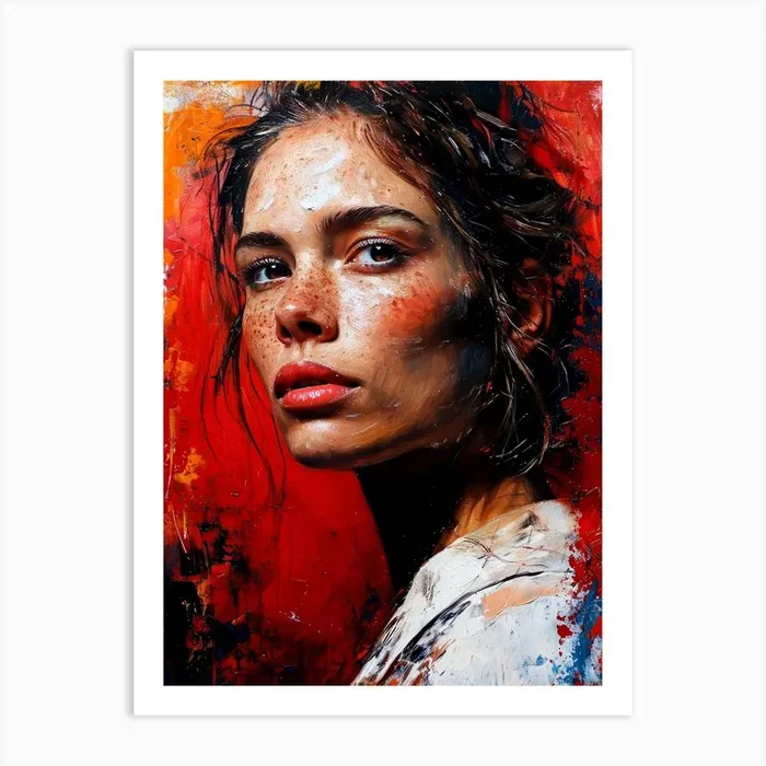 ‘The Girl In Red’ painting Art Print by JBJart Justyna Jaszke