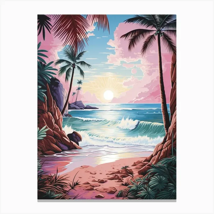 A Canvas Painting Of Anse Source D Argent, Seychelles 1 Canvas Print by Sand & Surf Prints