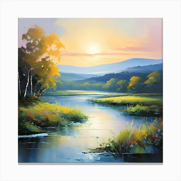 A Captivating Abstract Oil Painting That Embodies The Serene Beauty Of A Picturesque Landscape The Canvas Print by Art shop