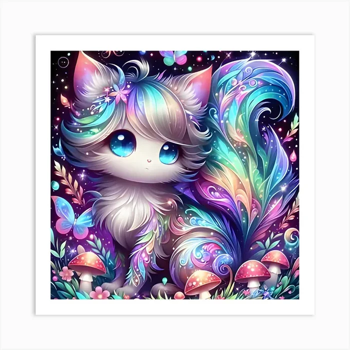 A lover of cute cats in mixed colors Art PrintM by mezoDesigns2