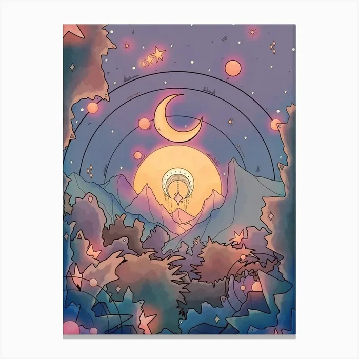 A Nighttime Forest Canvas Print by Swadeillustrations