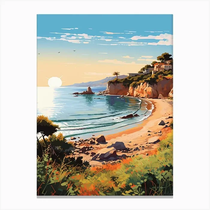 A Painting Of Cala Macarella Beach Menorca Spain 3 Canvas Print by Sand & Surf Prints
