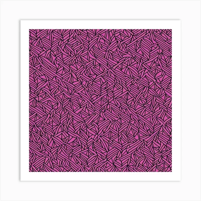 A Pattern Featuring Abstract Interlocking Geometric Shapes With Edges Rustic Purple Pink Flat Art,102 Art PrintPP by Pattern playroom