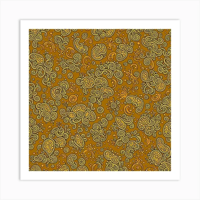 A Pattern Featuring Amoeba Like Blobs Shapes With Edges, Flat Art, 130 Art PrintPP by Pattern playroom
