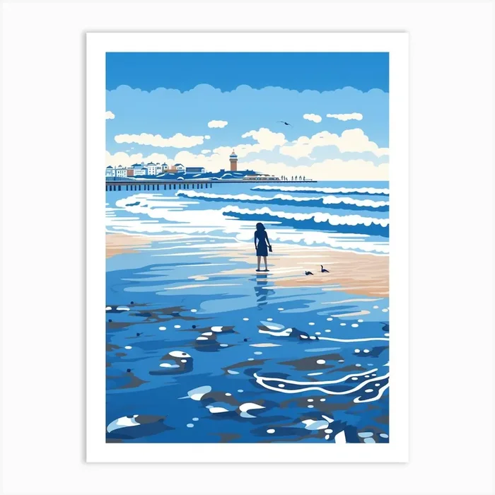 A Screen Print Of Cromer Beach Norfolk 2 Art Print by Sand & Surf Prints