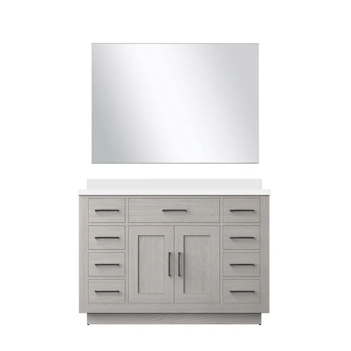 Abbey 48 in W x 22 in D White Oak Single Bath Vanity Cultured Marble Countertop and 43 in Mirror