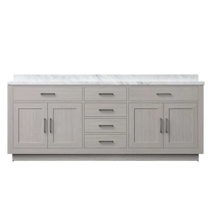 Abbey 84 in W x 22 in D White Oak Double Bath Vanity and Carrara Marble Top