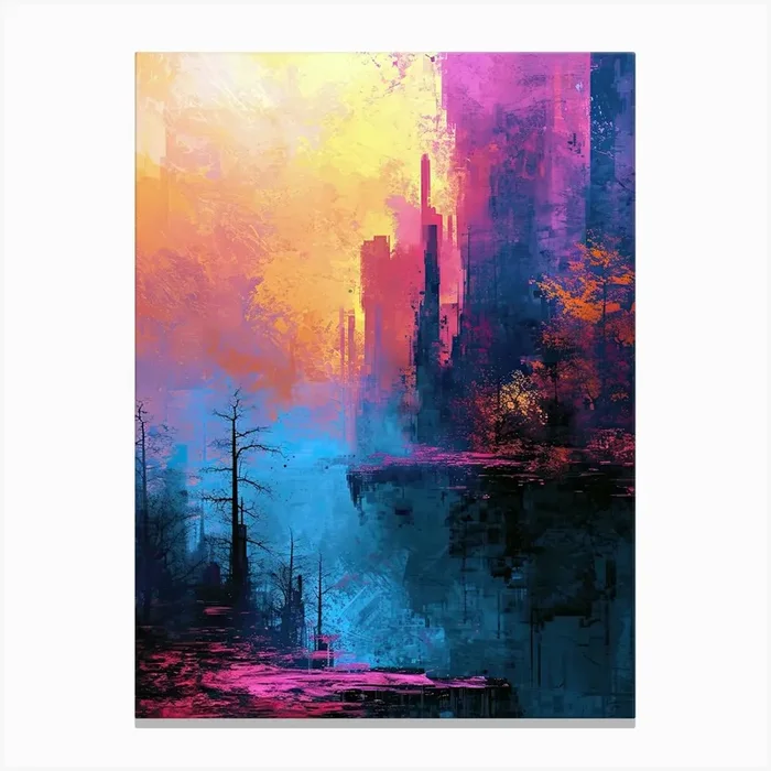 Abstract City | Pixel Art Series 4 Canvas Print by Art-Syndicate