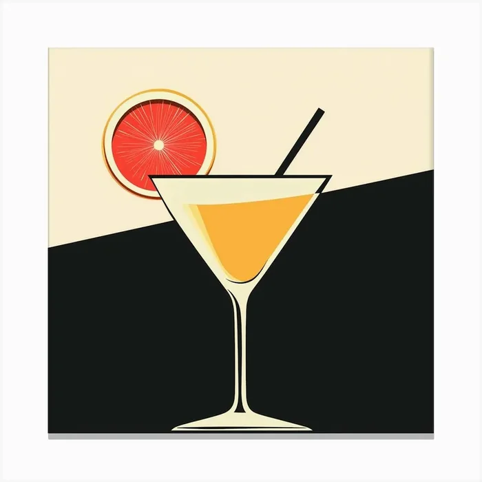 Abstract Cocktail Bar Illustration Wall Aart Canvas Print by KReations