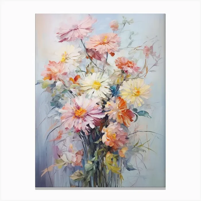 Abstract Flower Painting Chrysanthemum 1 Canvas Print by Botanic Studio