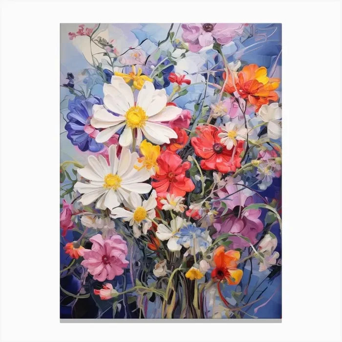 Abstract Flower Painting Cineraria Canvas Print by Botanic Studio