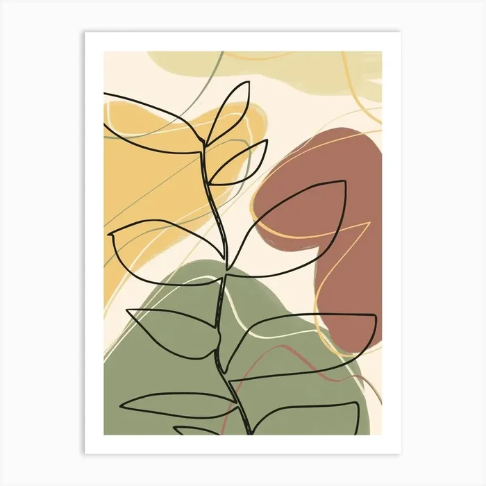 Abstract Foliage Line Art Art Print by Little Dean