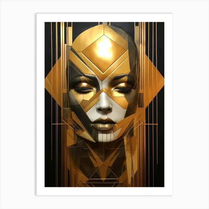 Abstract Geometric Lady Portrait 20 Art Print by Abstract Art Expressions