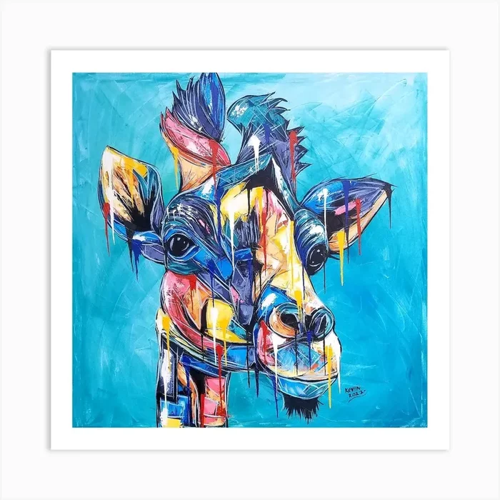 Abstract giraffe painting Art Print by Kevin Jjagwe