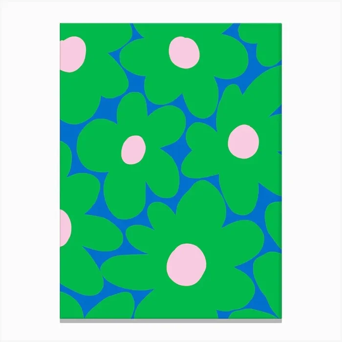 Abstract Green And Pink Flowers Canvas Print by Molly Gransden