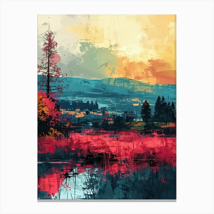 Abstract Landscape | Pixel Art Series Canvas Print by Art-Syndicate