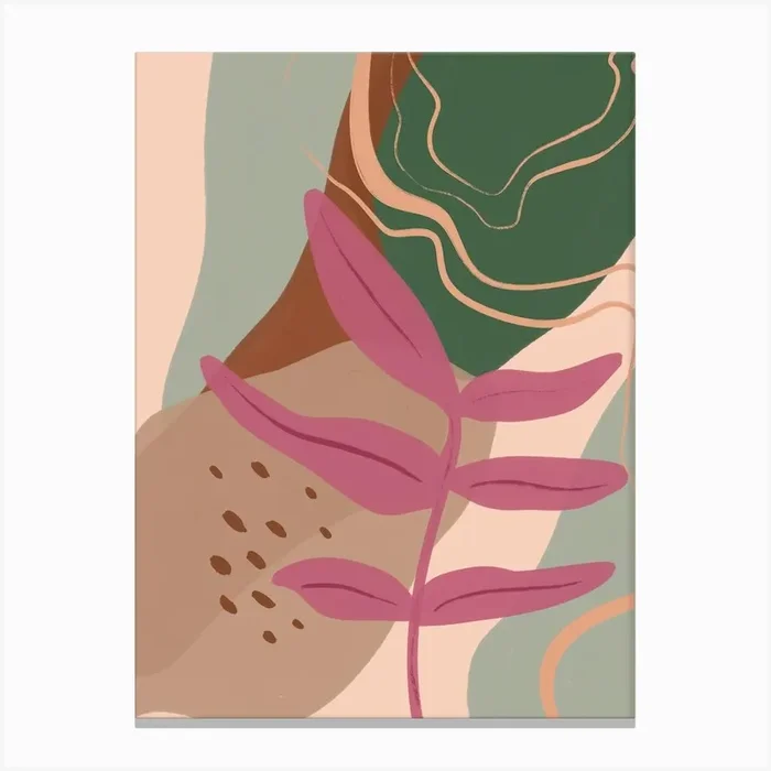 Abstract Modern Leaf Pink Canvas Print by Gush Art Studio