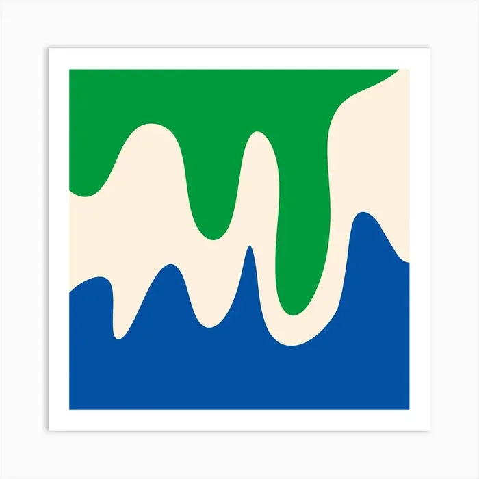 Abstract modern shapes green, blue Art Print by Wackapacka