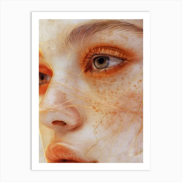 Abstract Of A Woman’S Face Extraordinary femininity woven with threads of gold 10 Art Print by JBJart Justyna Jaszke