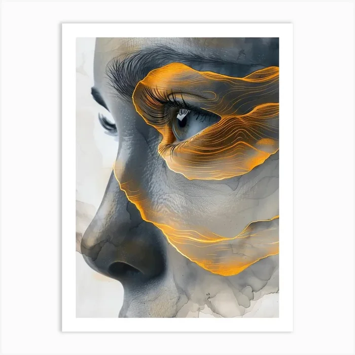 Abstract Of A Woman’S Face Extraordinary femininity woven with threads of gold 6 Art Print by JBJart Justyna Jaszke
