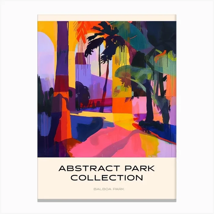 Abstract Park Collection Poster Balboa Park San Diego 2 Canvas Print by Hue Horizons Art Prints
