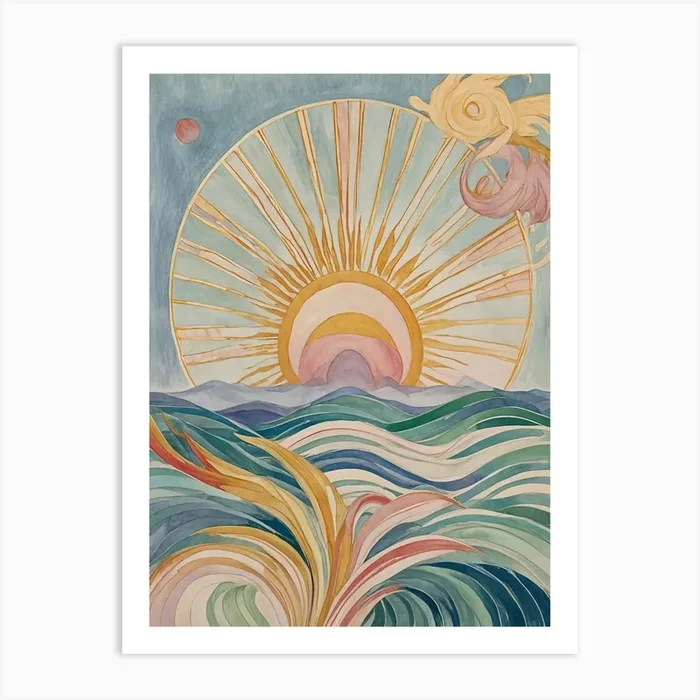 Abstract Pastel Sunrise Over The Ocean Art PrintDP by Daydream Pacific