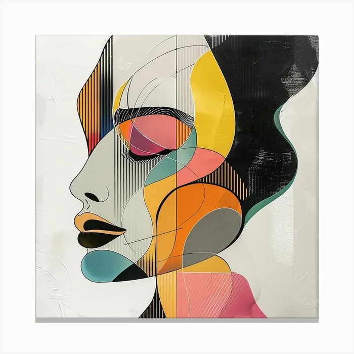 Abstract Portrait Of A Woman 4 – city wall art, colorful wall art, home decor, minimal art, modern wall art, wall art, wall decoration, wall print colourful wall art, decor wall art, digital art, digital art download, interior wall art, downloadable art, eclectic wall, fantasy wall art, home decoration, home decor wall, printable art, printable wall art, wall art prints, artistic expression, contemporary, modern art print, Canvas Print by Pierce Millington Gallery