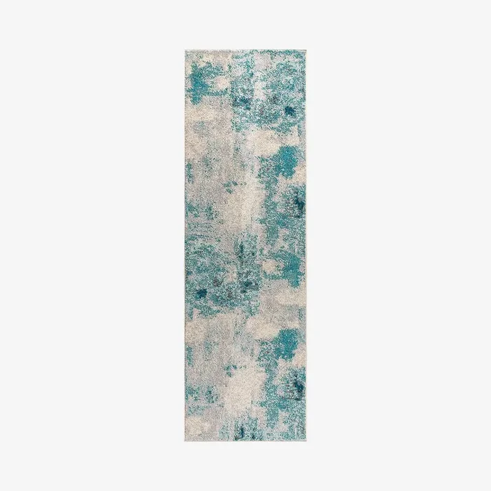 Abstract Runner Rug – Cream / Blue by JONATHAN Y