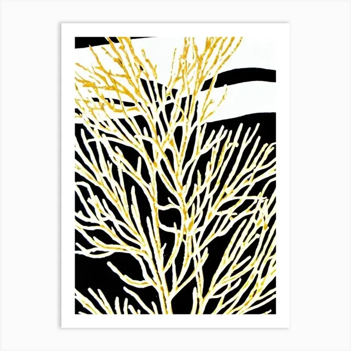 Acropora Aculeus Linocut Art Print by Reef Reflections