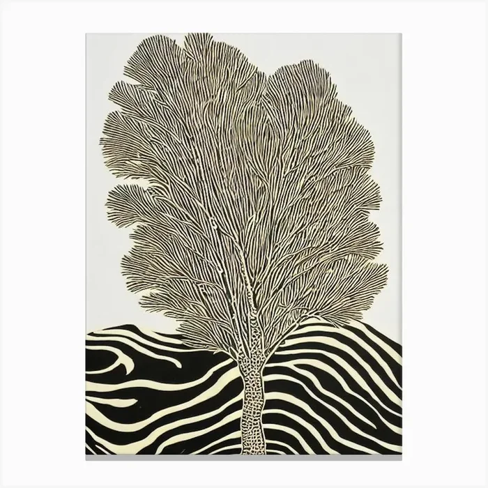 Acropora Tenius Ii Linocut Canvas Print by Reef Reflections