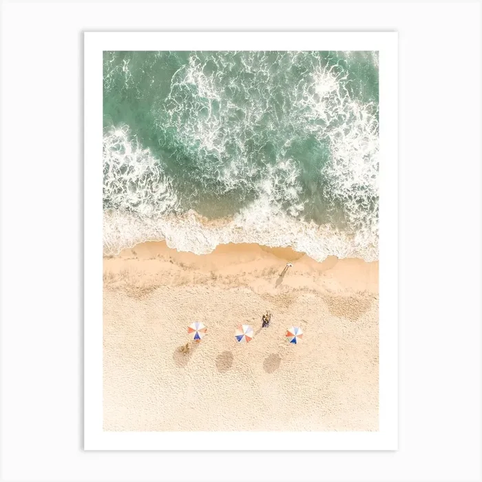 Aerial Beach Umbrellas Art Print by Boheme At Home