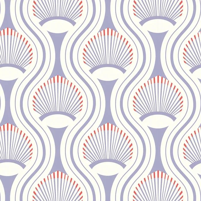 African Art Deco Shell Wallpaper – Purple