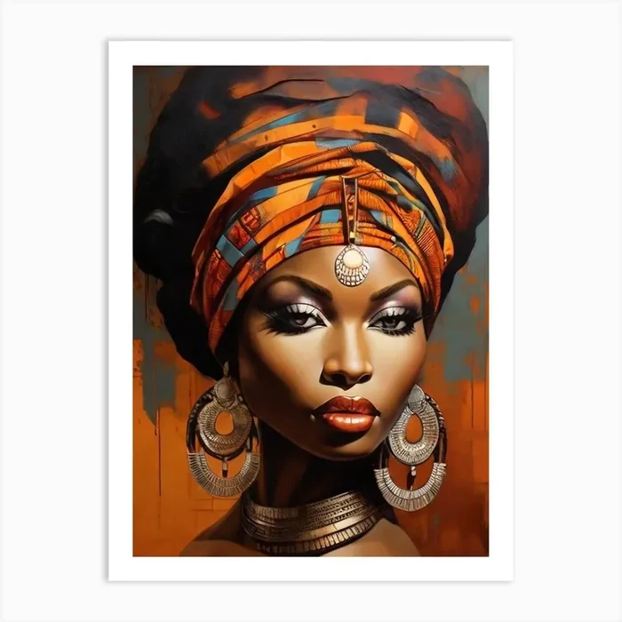 African Beauty Woman Art PrintHJ by Happy Joe