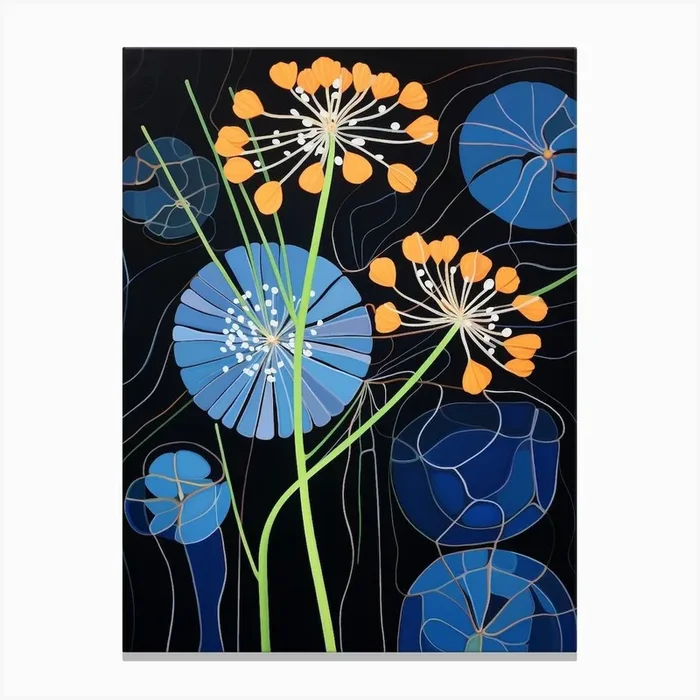 Agapanthus 1 Hilma Af Klint Inspired Flower Illustration Canvas Print by Botanic Studio
