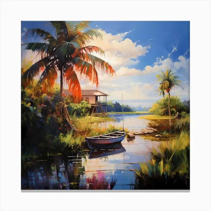 AI Caribbean Sky Rhapsody Canvas Print by Quantum Vivid Digital Art