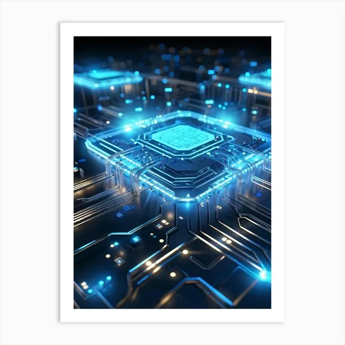 Ai Integrated Futuristic Electronic Circuit Glowing Etched Circuits Intertwining Wires Metallic S (2) Art Print by Pat4U