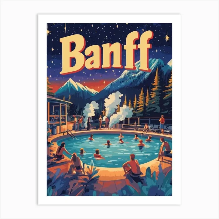 Aihrgdesign A 1970s Inspired Travel Poster For Banff Art PrintA by aihrgdesign