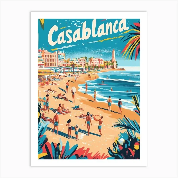 Aihrgdesign A 1970s Inspired Travel Poster For Casablanca 1 Art PrintA by aihrgdesign
