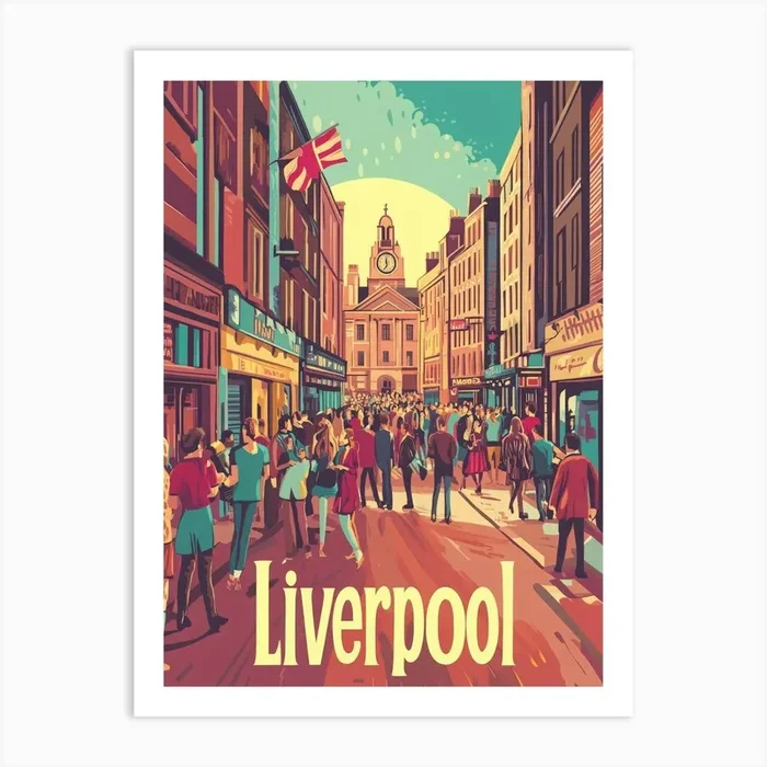 Aihrgdesign A 1970s Inspired Travel Poster For Liverpool Art PrintA by aihrgdesign