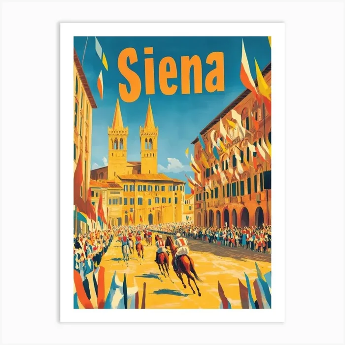 Aihrgdesign A 1970s Inspired Travel Poster For Siena Depictin 6e22a87d 79e0 4960 80fc 239c1935b040 2 Art PrintA by aihrgdesign