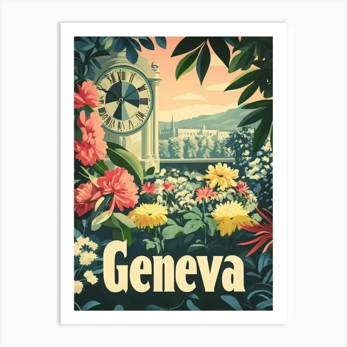 Aihrgdesign A Classic 1960s Travel Poster For Geneva 1 Art PrintA by aihrgdesign