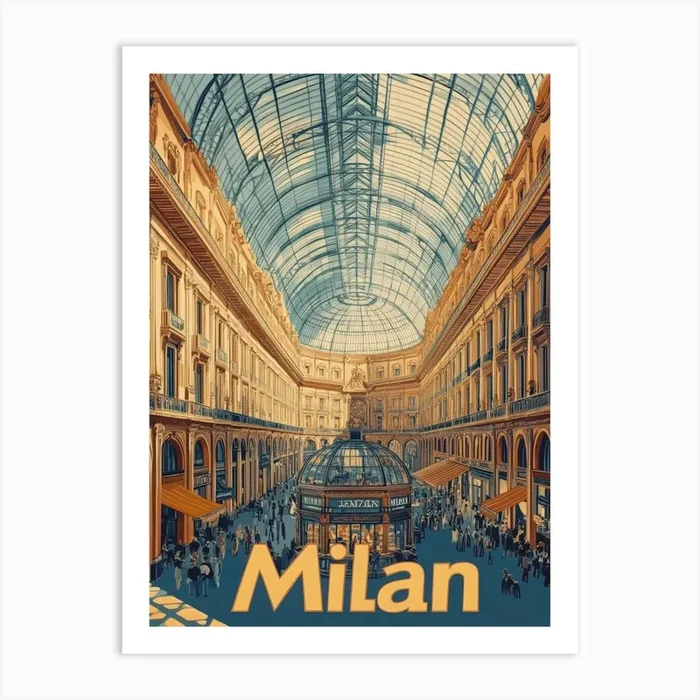 Aihrgdesign A Classic 1960s Travel Poster For Milan Showcasin D36a7085 6e58 4522 8aab 623f492d862c 1 Art PrintA by aihrgdesign