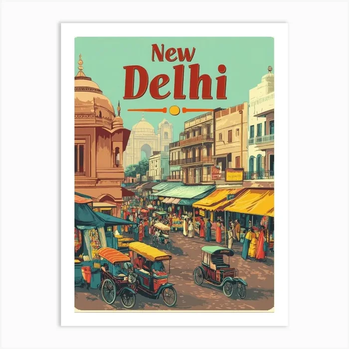 Aihrgdesign A Classic 1960s Travel Poster For New Delhi Art PrintA by aihrgdesign